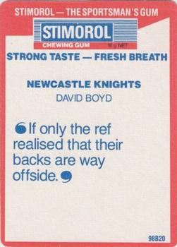 1990 Stimorol NRL #85 David Boyd Back